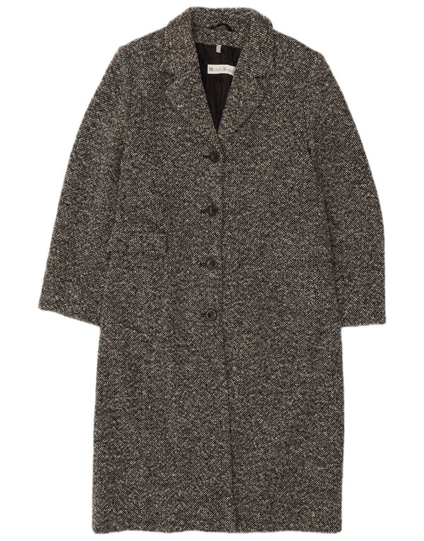 MICHELE BOYARD Manteau Femme UK 12 Laine Mouchetée Noir Moyen