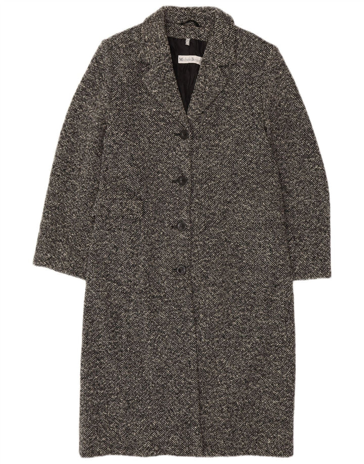 MICHELE BOYARD Manteau Femme UK 12 Laine Mouchetée Noir Moyen