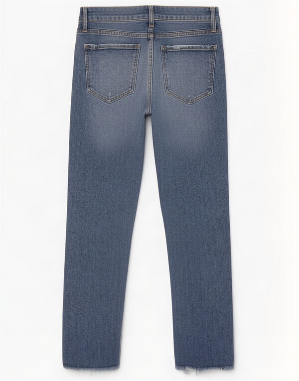 Zara Jean court taille haute effet vieilli pour femme EU 38 Small W28 L26 Bleu