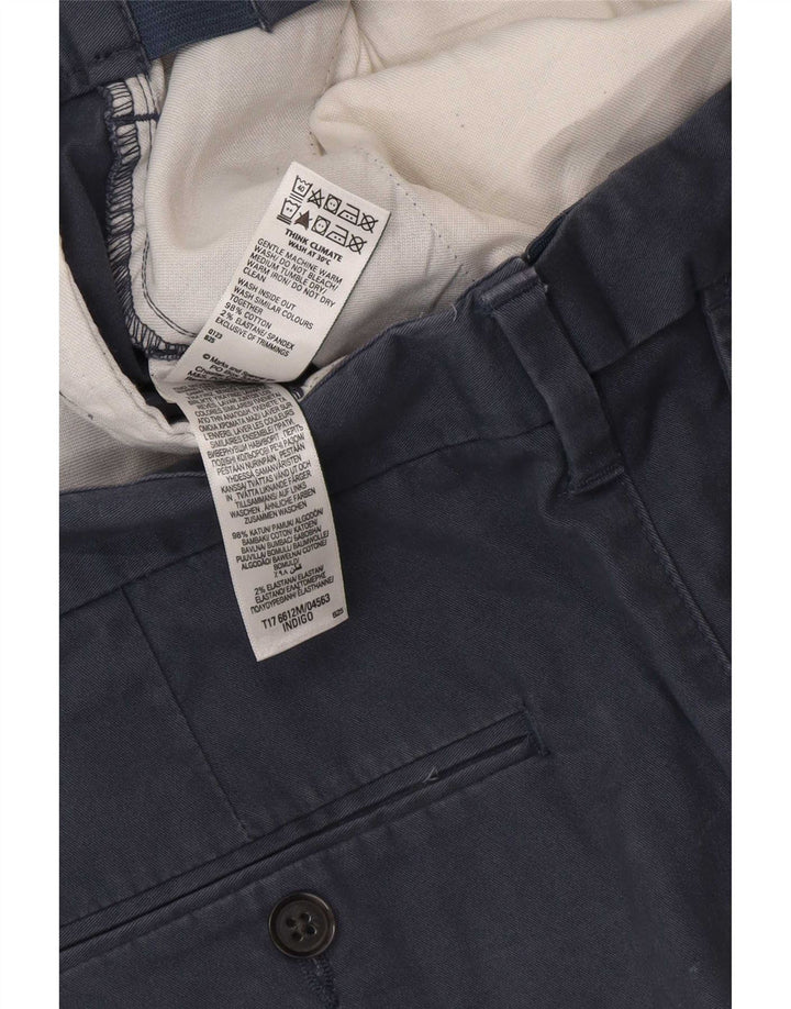 Marks & Spencer Pantalon Chino Coupe Regular Homme W34 L32 Bleu Coton