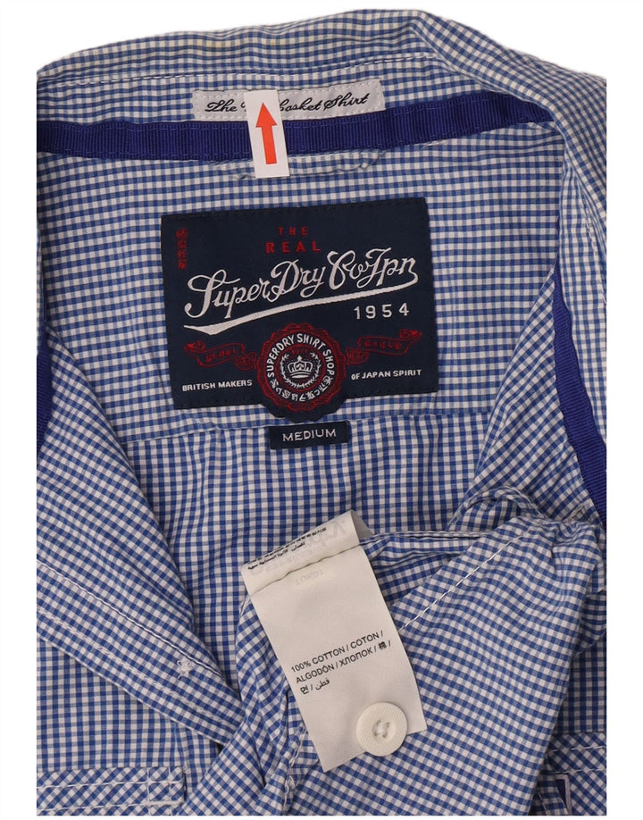 Superdry Chemise à Manches Courtes Homme Bleu Moyen Vichy Coton