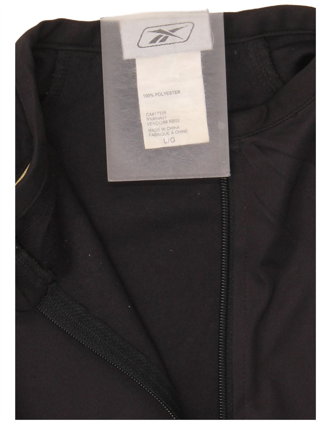 Reebok Haut de survêtement à col zippé pour homme Large Noir Polyester