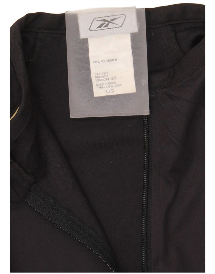 Reebok Haut de survêtement à col zippé pour homme Large Noir Polyester