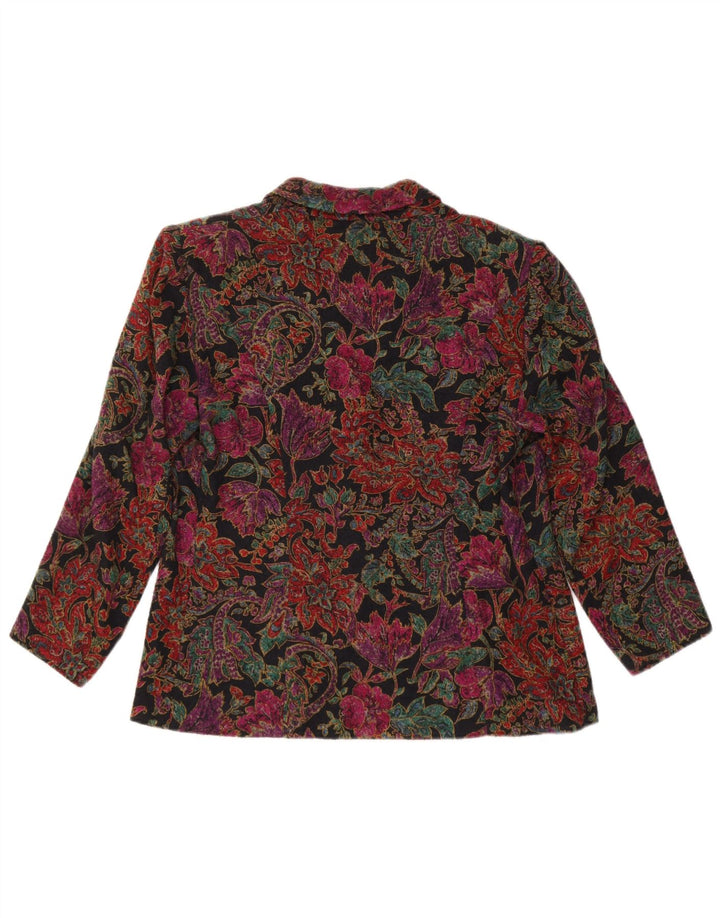 vintage Femme 4 Bouton Blazer Veste UK 14 Grand Floral Multicolore