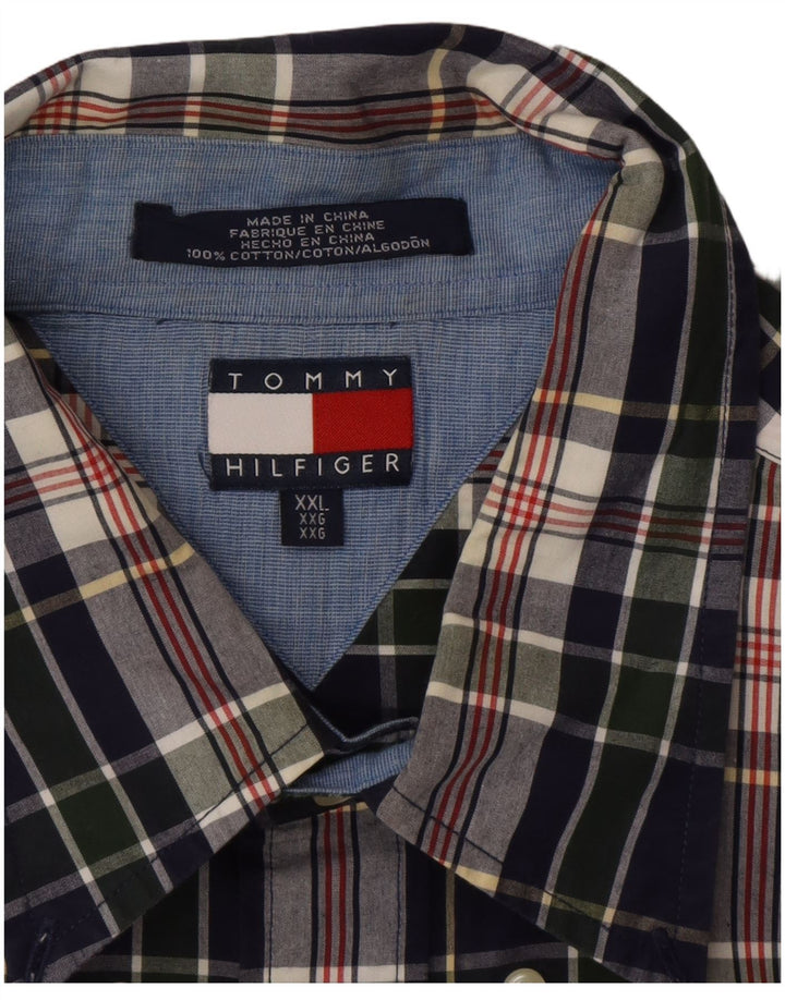 TOMMY HILFIGER Chemise Homme 2XL Bleu Marine à Carreaux Coton