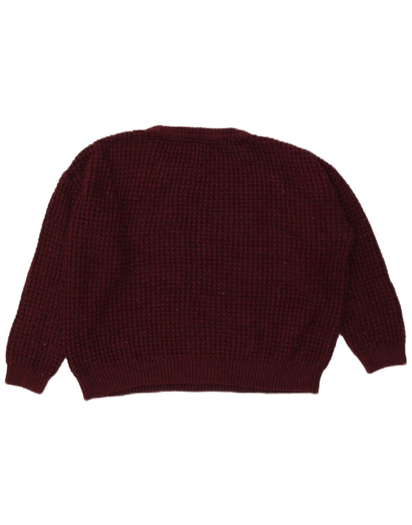 Topshop Pull court surdimensionné à col rond pour femme UK 8 Petit Bordeaux