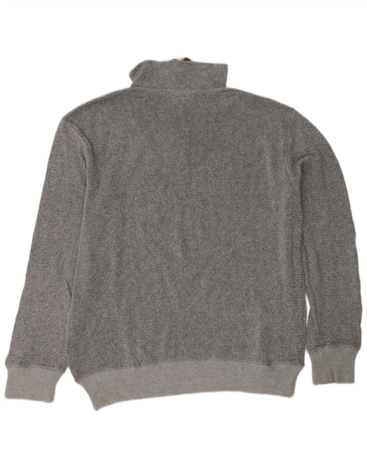 Guess Pull graphique à col zippé pour hommes, grand coton gris