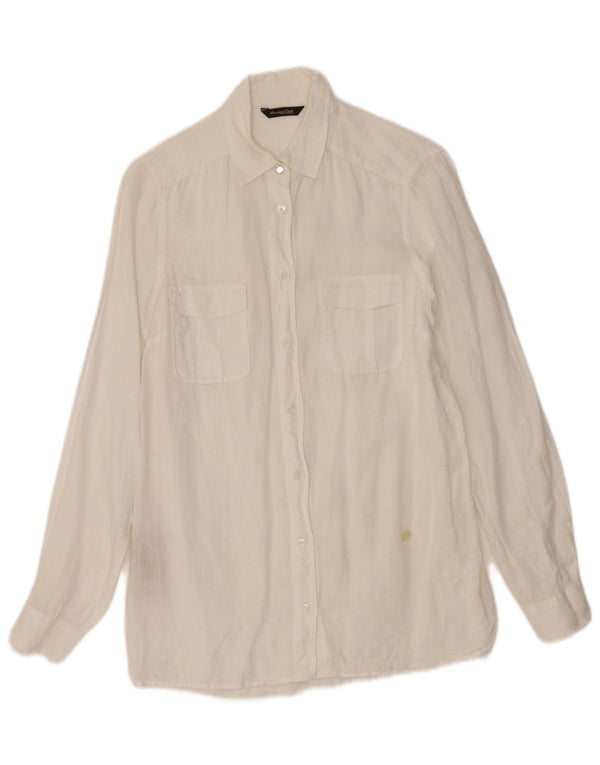 Massimo Dutti Chemise surdimensionnée pour femme EU 36 XS Lin blanc