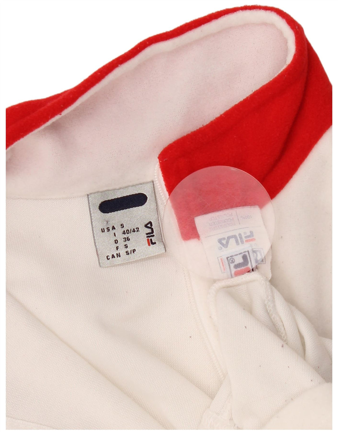 Fila Haut à col zippé et manches longues pour femme UK 8 Small Blanc Colorblock Polyester