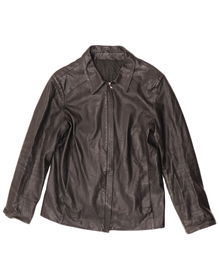 veste en cuir femme vintage IT 52 2XL Cuir noir