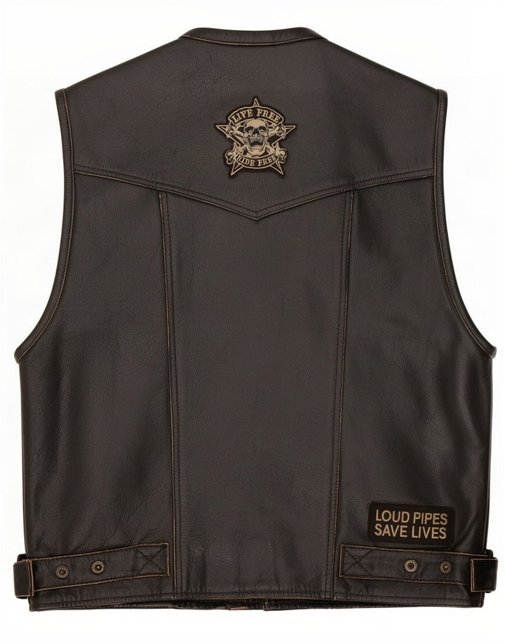 gilet en cuir homme vintage UK 40 Grand Noir