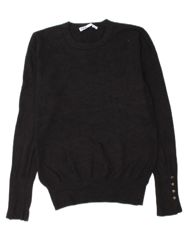 Zara Pull ras du cou pour femme UK 14 Large Noir