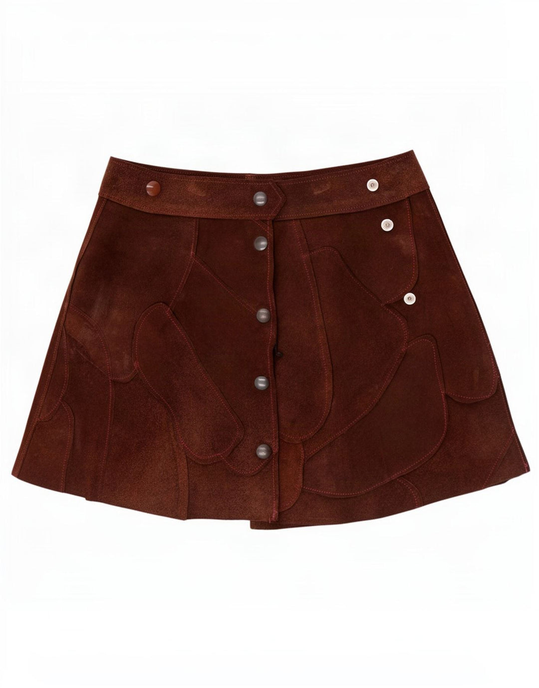 vintage Femme Daim Mini Jupe Petite W26 Marron