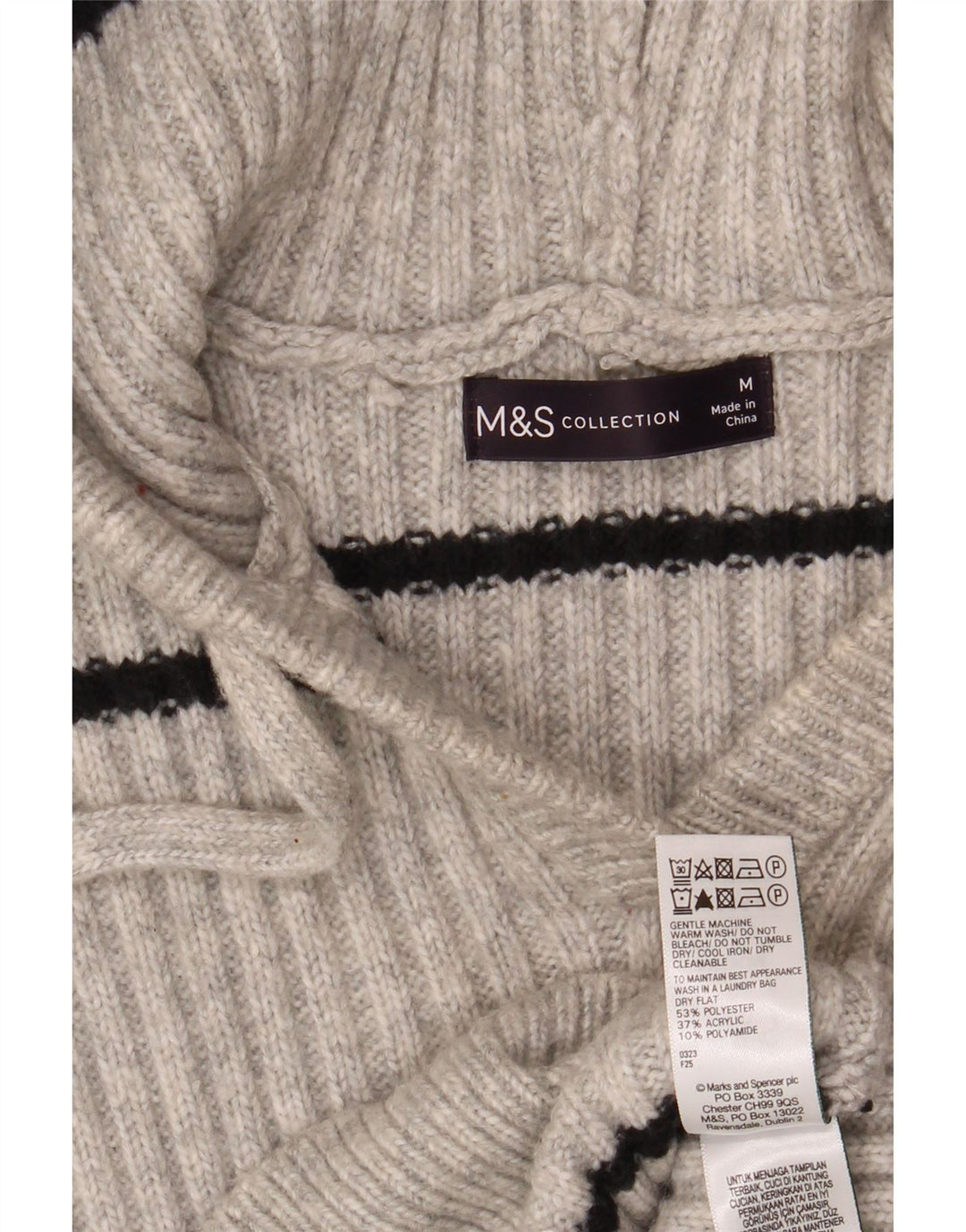 Marks & Spencer Pull à capuche pour femme UK 14 Gris moyen rayé
