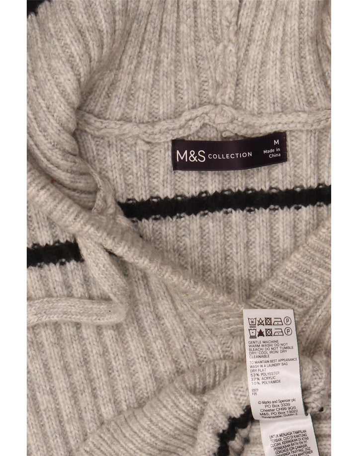 Marks & Spencer Pull à capuche pour femme UK 14 Gris moyen rayé