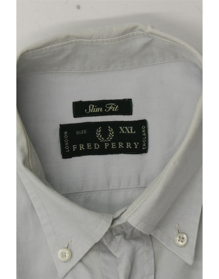 FRED PERRY Chemise Slim Fit Homme 2XL Bleu Coton