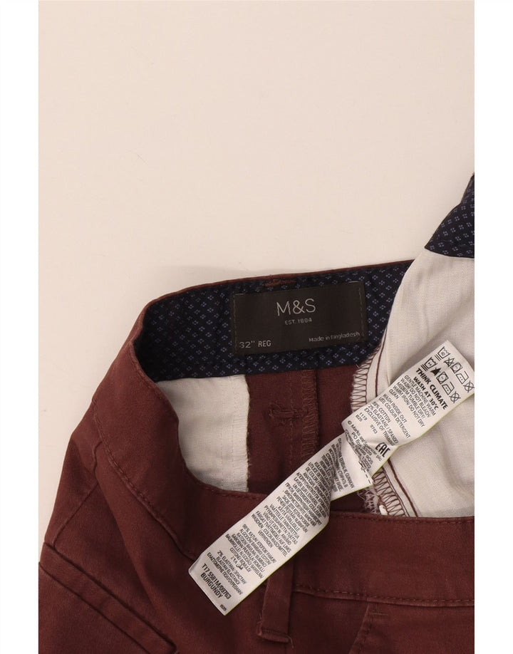 Marks & Spencer Short Chino Homme W32 Coton Bordeaux Moyen