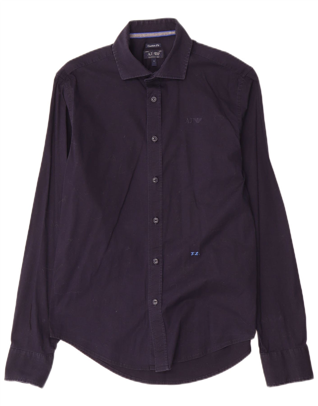 Armani Jeans Chemise sur mesure pour homme en coton bleu marine Small