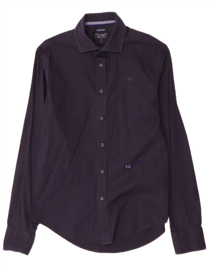 Armani Jeans Chemise sur mesure pour homme en coton bleu marine Small