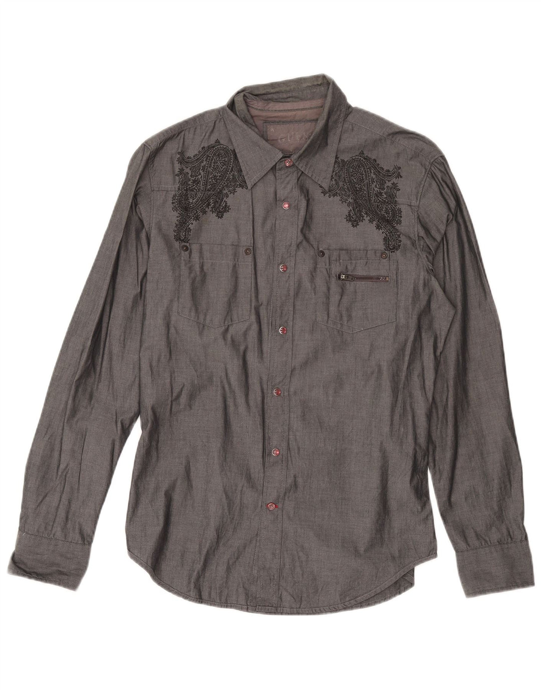 GUESS Chemise Homme Gris Moyen Paisley Coton