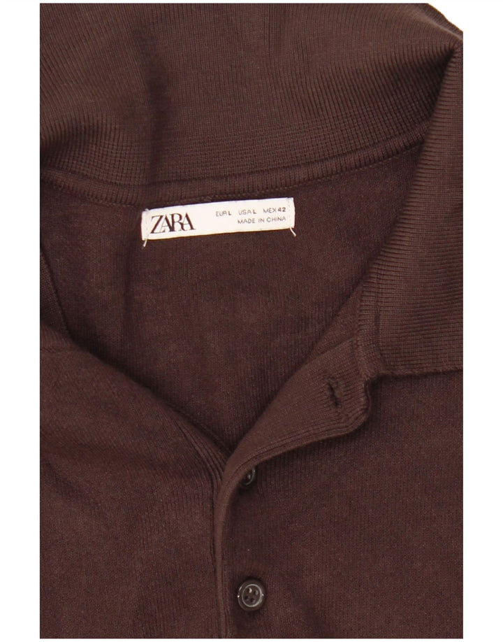Zara Pull à col polo pour homme, grand marron