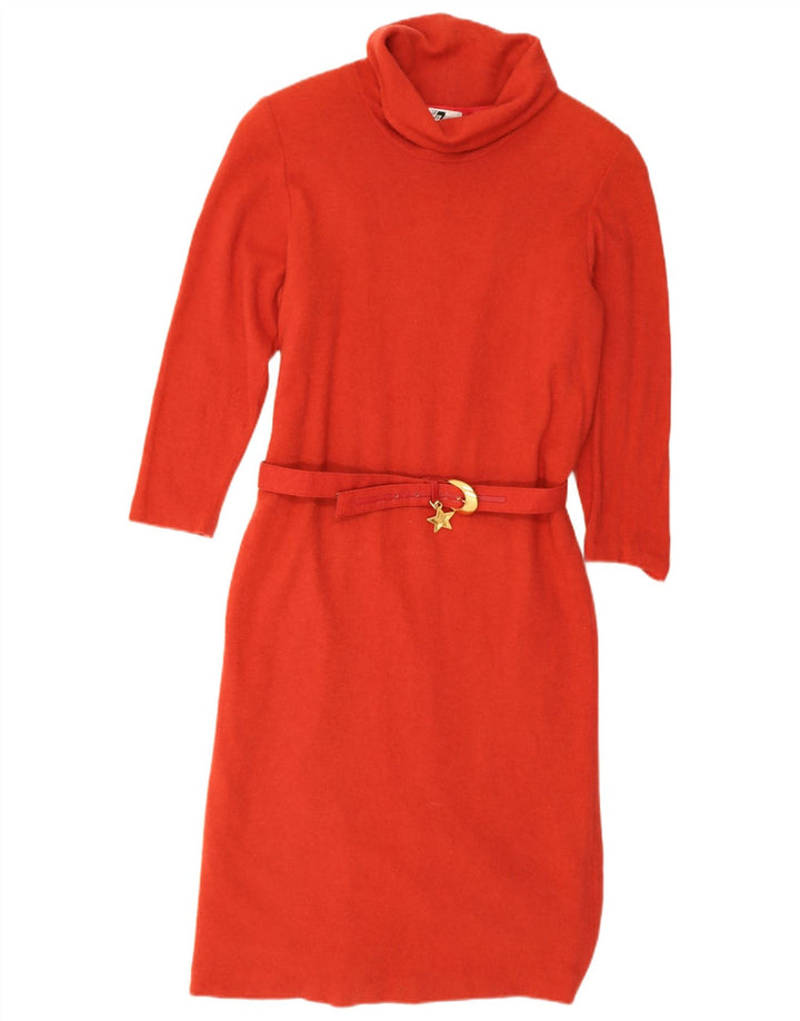 Robe pull femme vintage UK 14 laine orange moyenne
