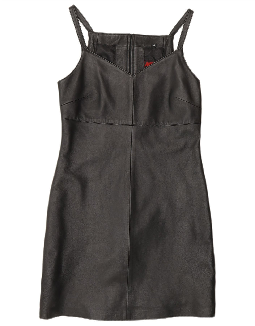 MADDOX Robe fourreau en cuir sans manches pour femme UK 10 Petit cuir noir