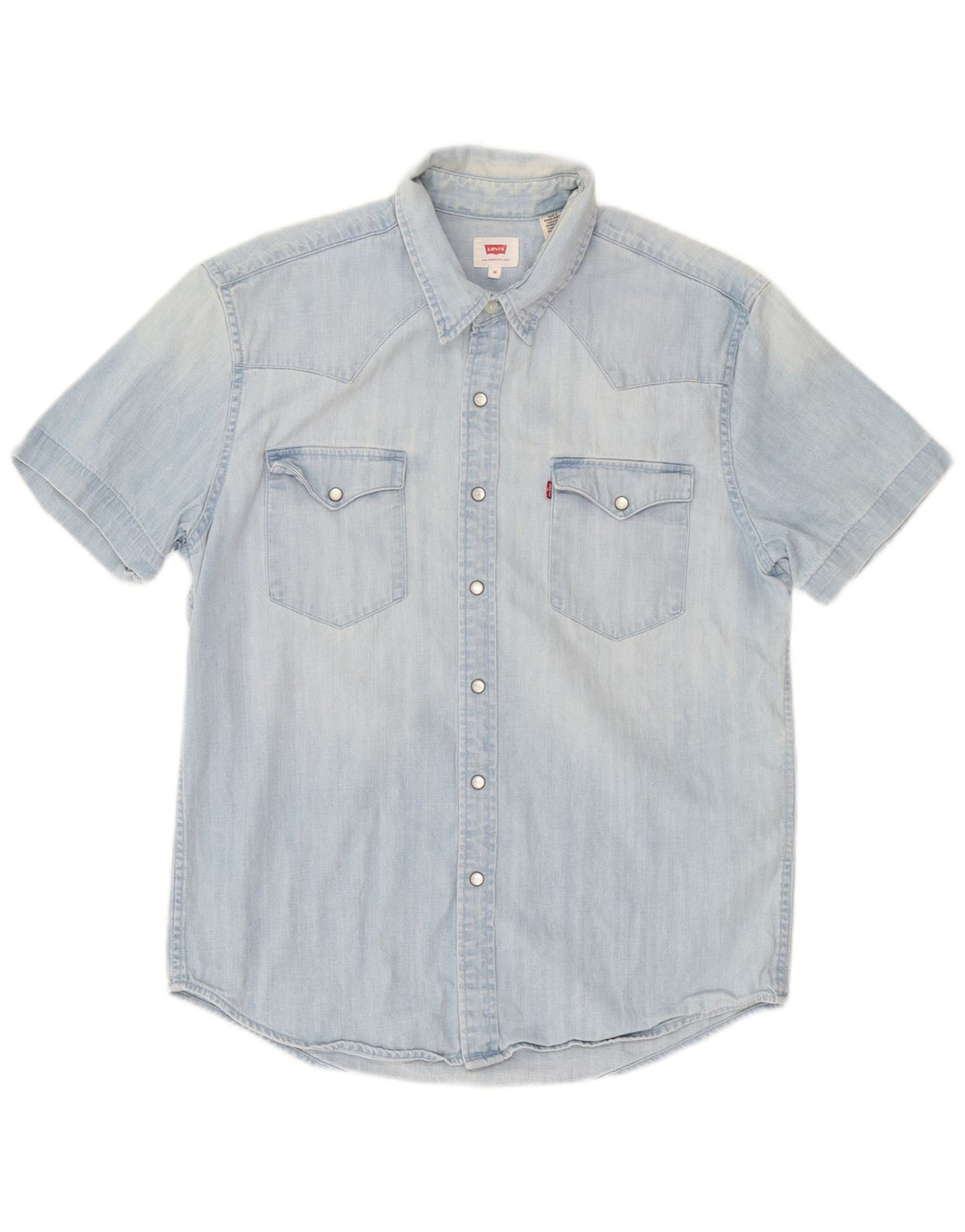 Levi's Chemise en Jean à Manches Courtes Homme Bleu Moyen Coton
