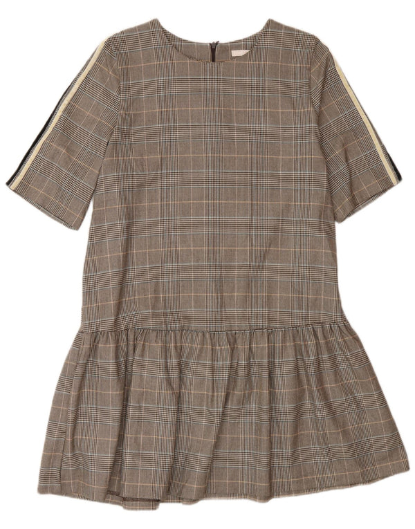 Zara Robe trapèze pour femme UK 46 Grand carreaux marron en polyester