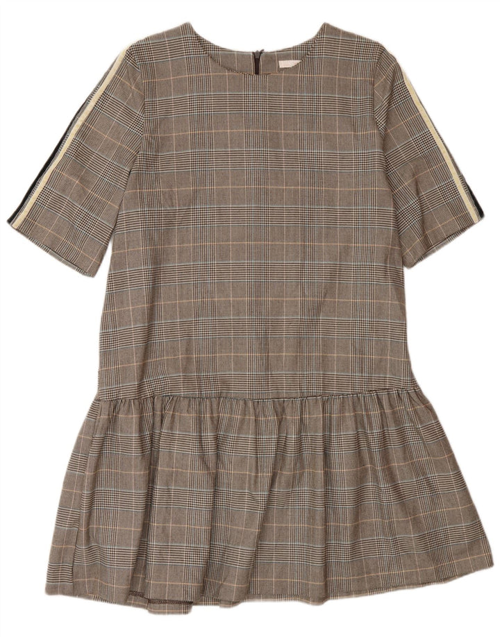 Zara Robe trapèze pour femme UK 46 Grand carreaux marron en polyester