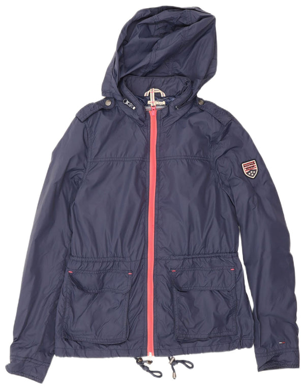Tommy Hilfiger Veste de pluie à capuche militaire pour femme UK 14 Bleu marine moyen