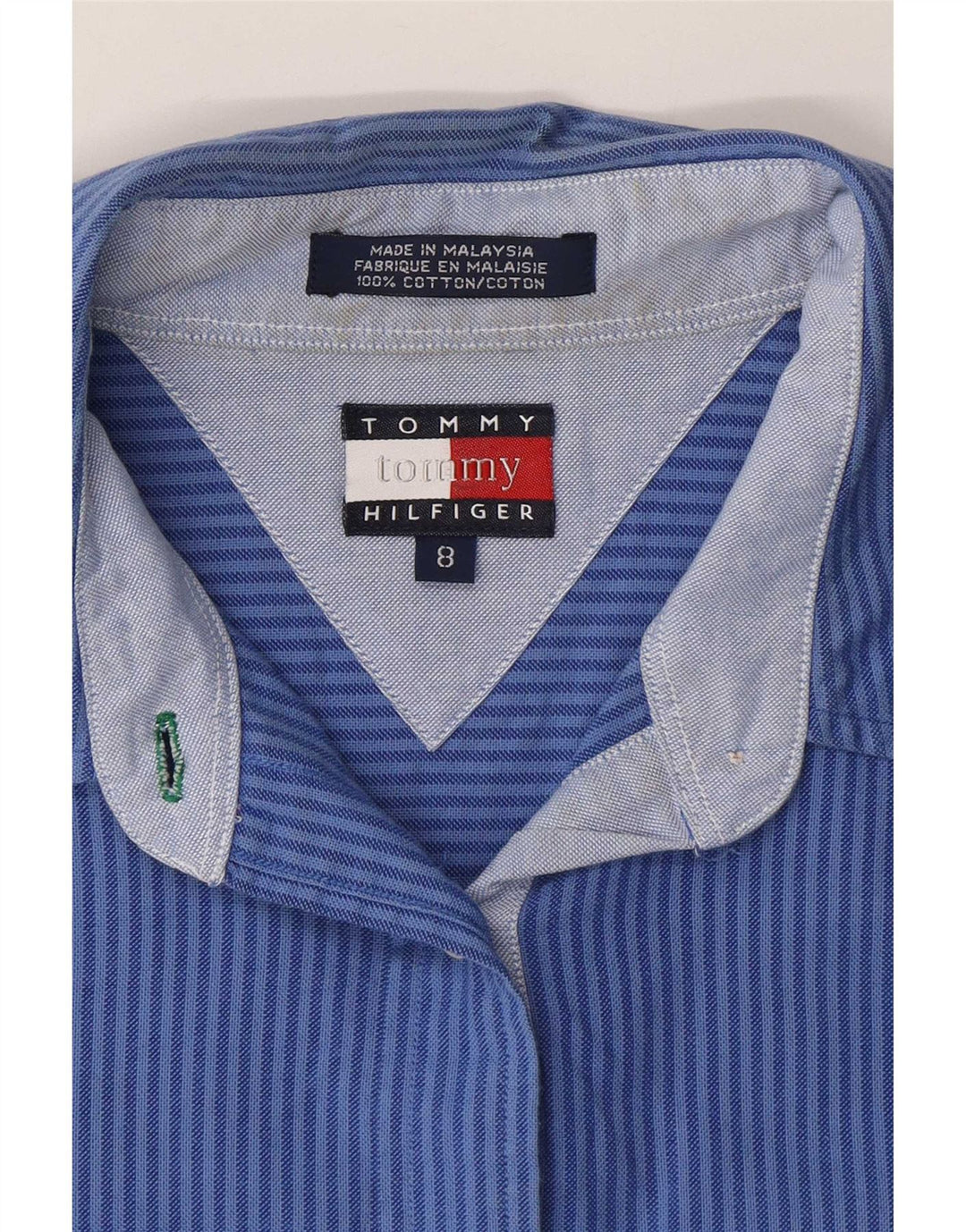 Tommy Hilfiger Chemise Femme US 8 Coton Rayé Bleu Moyen