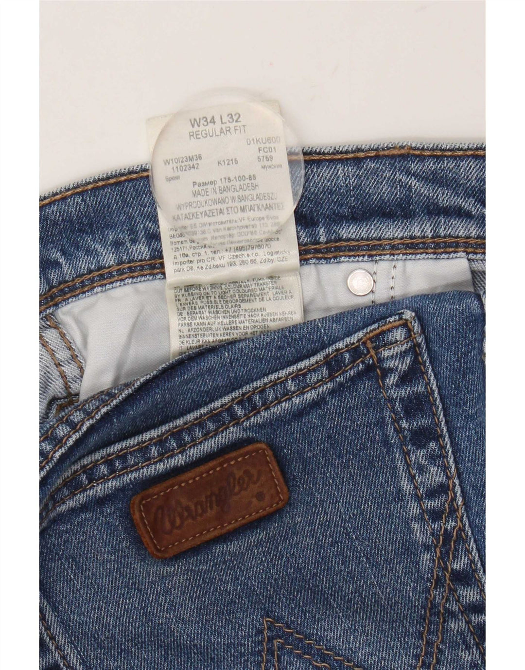 Wrangler Jean droit homme W34 L32 bleu coton