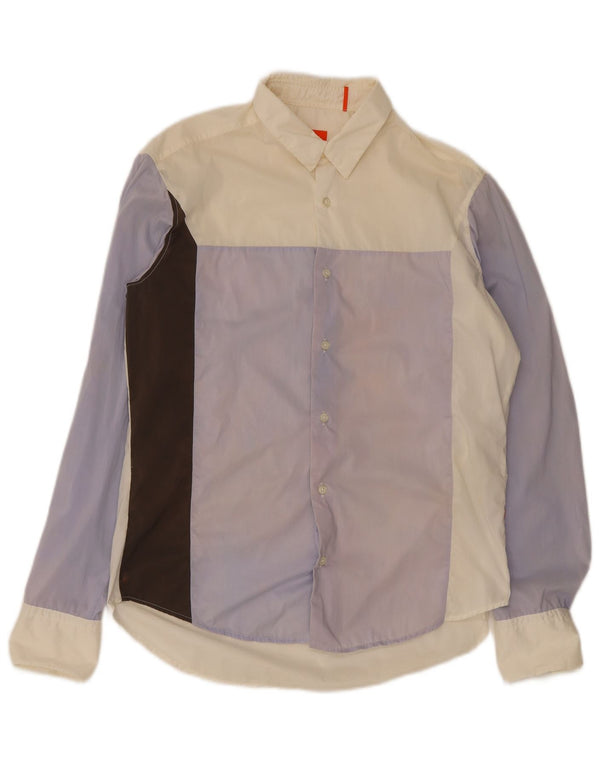 Hugo Boss Chemise en coton colour block multicolore moyen