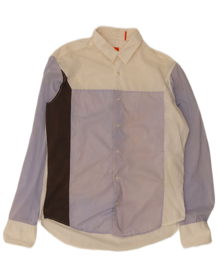 Hugo Boss Chemise en coton colour block multicolore moyen