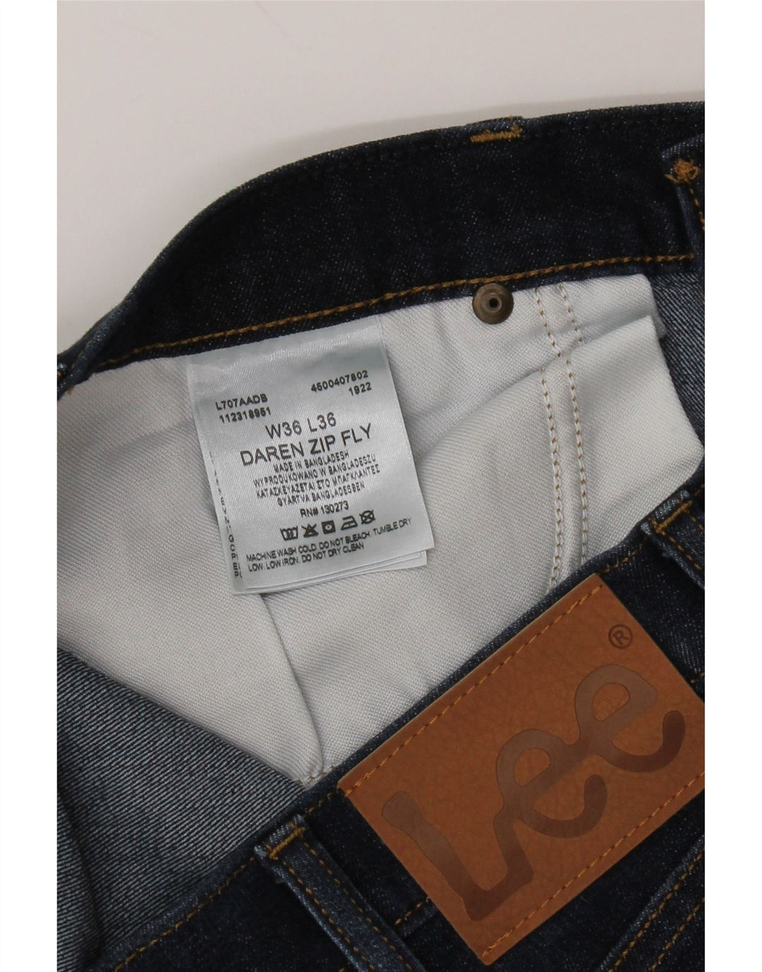 Lee Daren Jean court avec braguette zippée pour homme W36 L25 Bleu coton