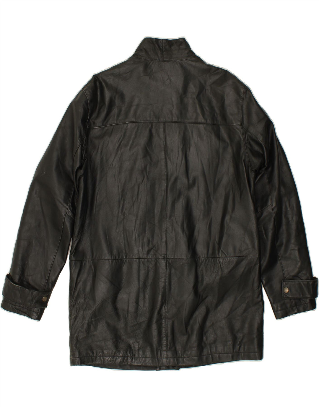 VINTAGE Manteau en cuir homme UK 38 Cuir noir moyen
