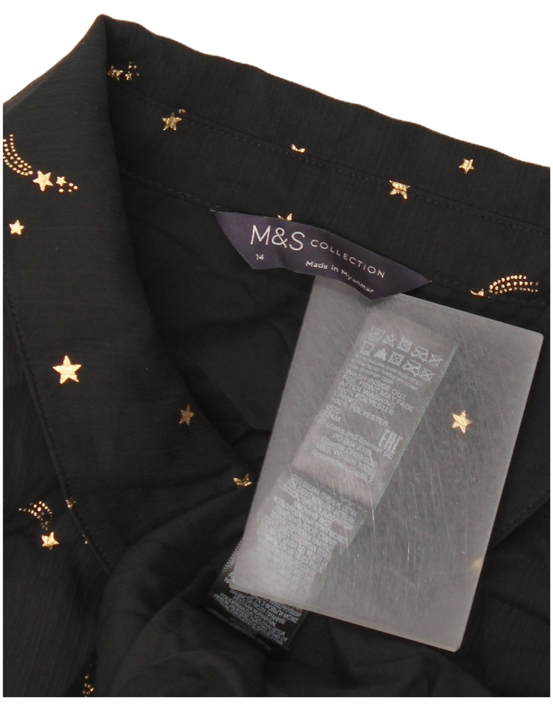 Marks & Spencer Robe à volants à motif abstrait pour femme UK 14 Noir moyen