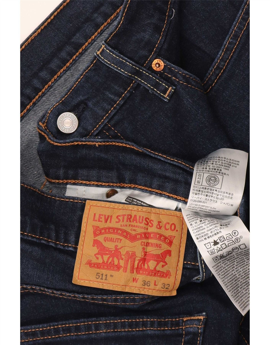 Levi's Jean Slim 511 Homme W36 L32 Bleu Marine Coton