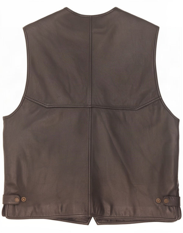 Barnardo Mens Leather Waistcoat Medium Black