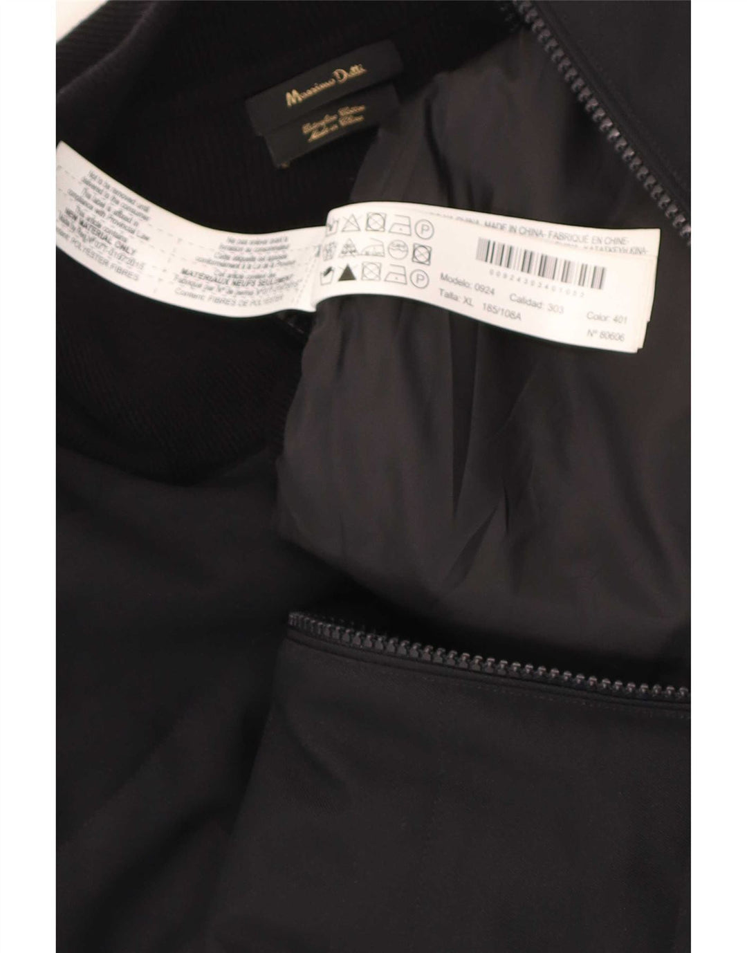 Massimo Dutti Veste Bomber Homme UK 42 XL Coton Noir