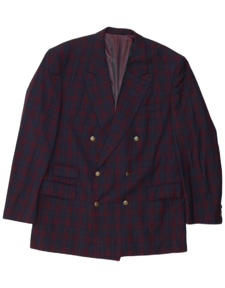 Policarpo Veste blazer double boutonnage pour homme UK 40 Grand carreaux bleu marine