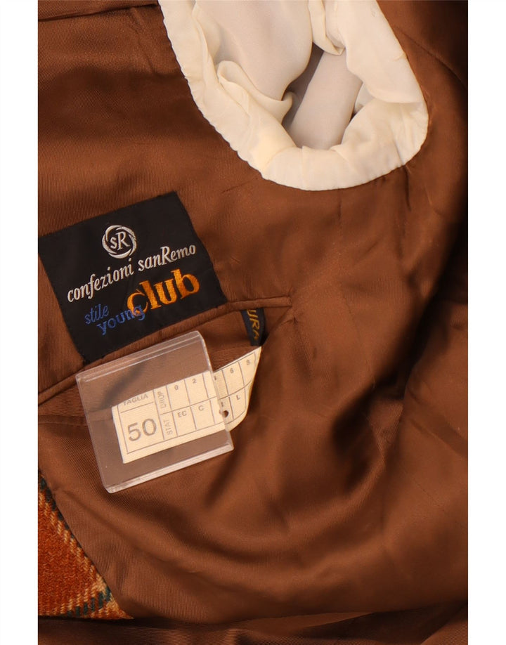 VINTAGE Veste Blazer 2 Boutons Homme IT 50 Grande Laine à Carreaux Marron