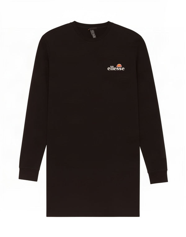 Ellesse Robe t-shirt surdimensionnée à manches longues pour femme UK 6 XS Coton noir
