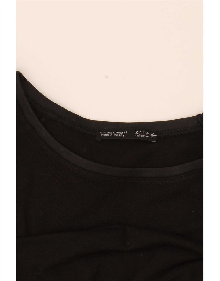 Zara Femme Top Manches Longues UK 14 Moyen Noir