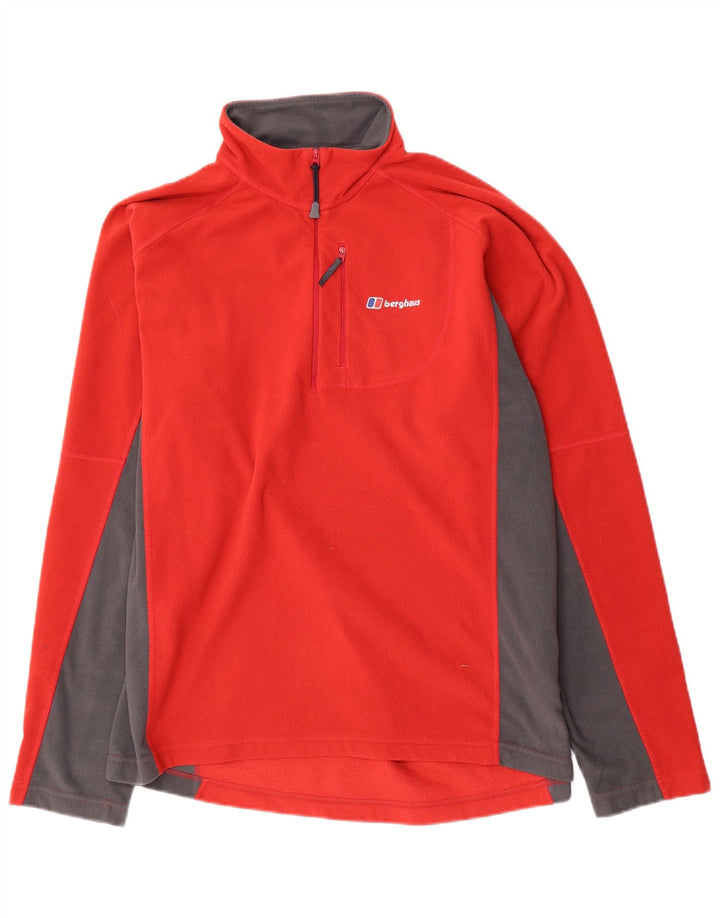 Berghaus Pull polaire à col zippé pour homme Large Rouge Colorblock Polyester