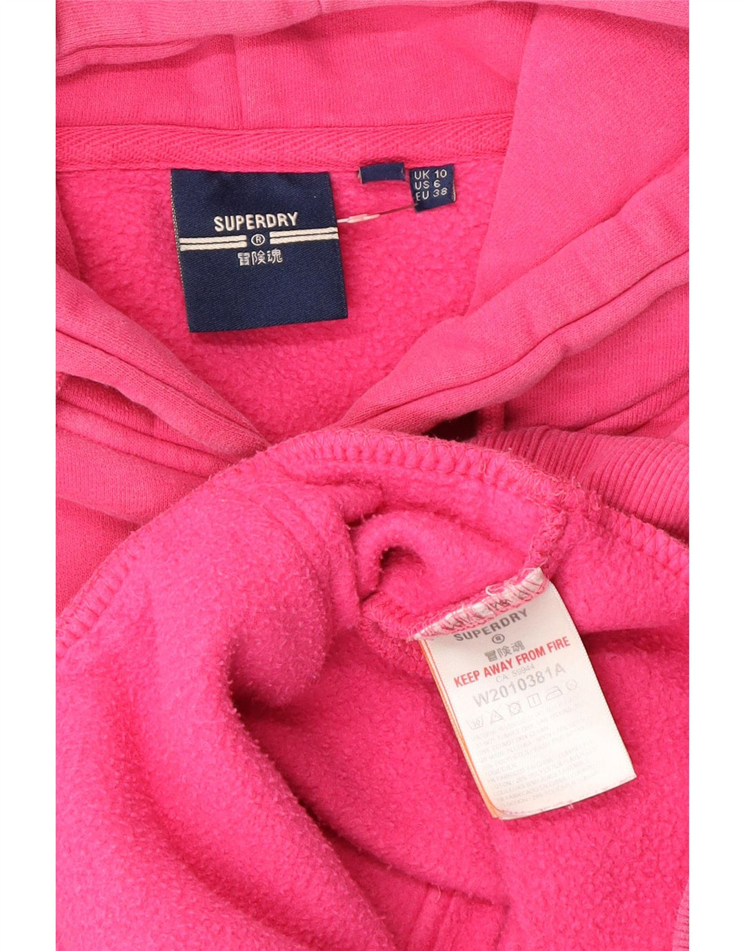 SUPERDRY Pull à capuche graphique pour femme UK 10 Petit coton rose