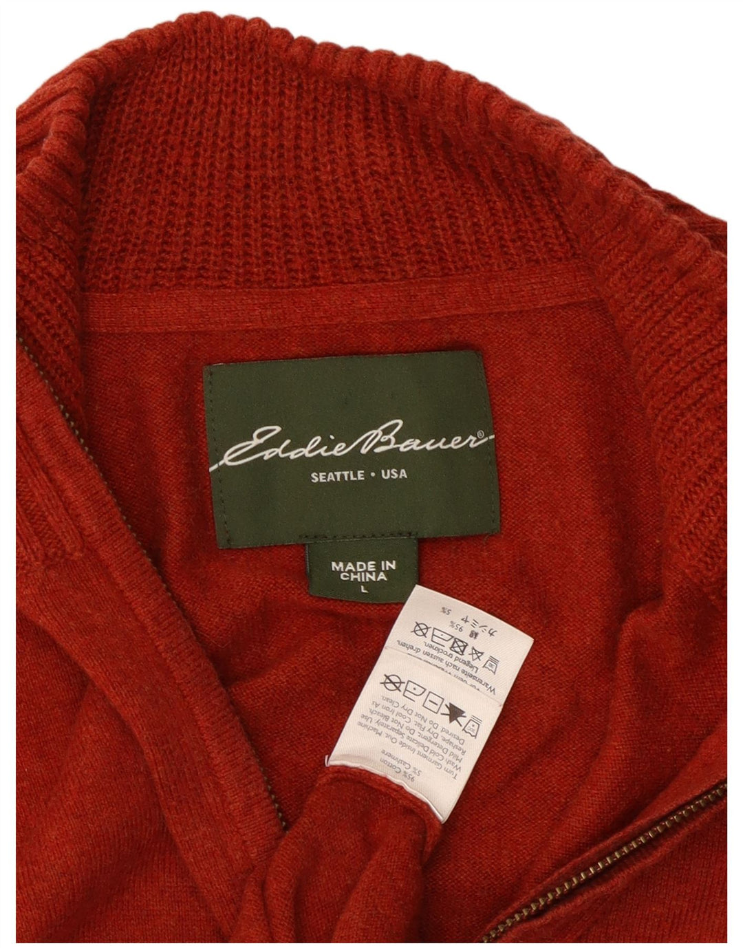 Eddie Bauer Pull à col zippé pour homme en coton rouge Large