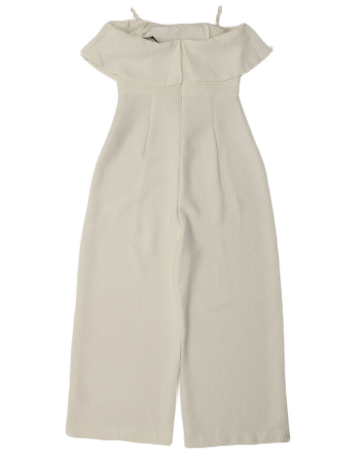 Zara Femme Combinaison Sans Bretelles UK 8 Petit Polyester Blanc