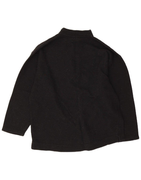 vintage Femmes Loose Fit Zip Neck Jumper Pull UK 10 Petit Noir Rétro